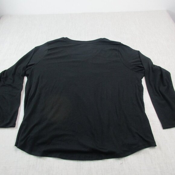 Terra & Sky Sweater Womens 2X Black Stretch Semi Fit V-Neck Long Sleeve Pullover - Picture 2 of 11